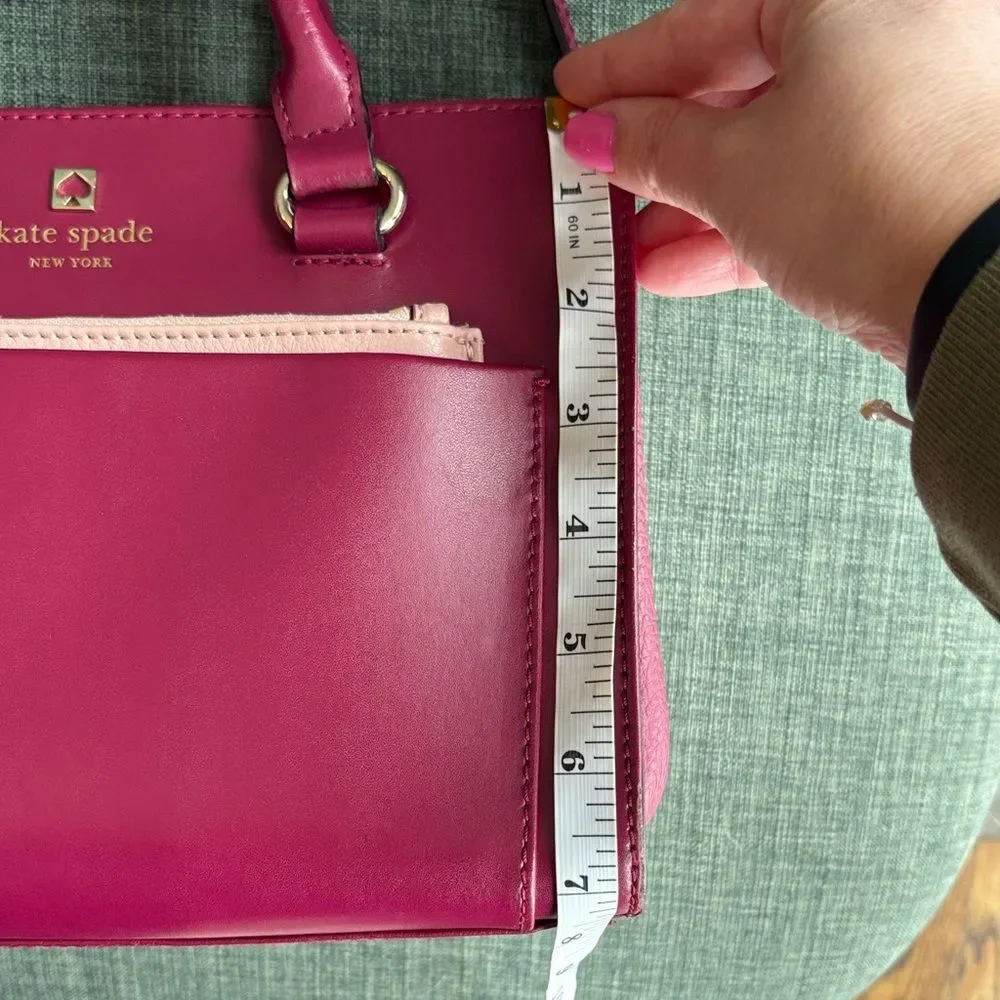 Kate Spade leather handle bag Fuchsia Pink Satchel crossbody purse EUC feminine - Picture 4 of 16